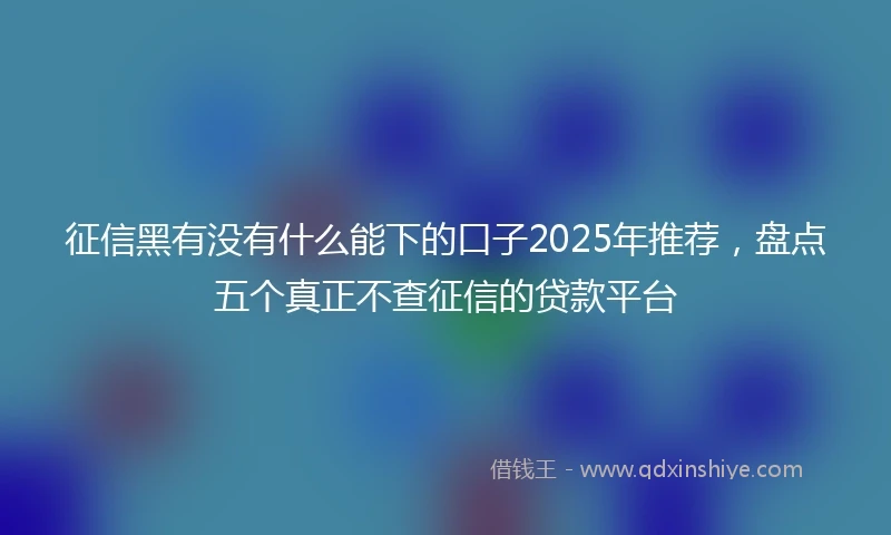 征信黑有没有什么能下的口子2025年推荐，盘点五个真正不查征信的贷款平台