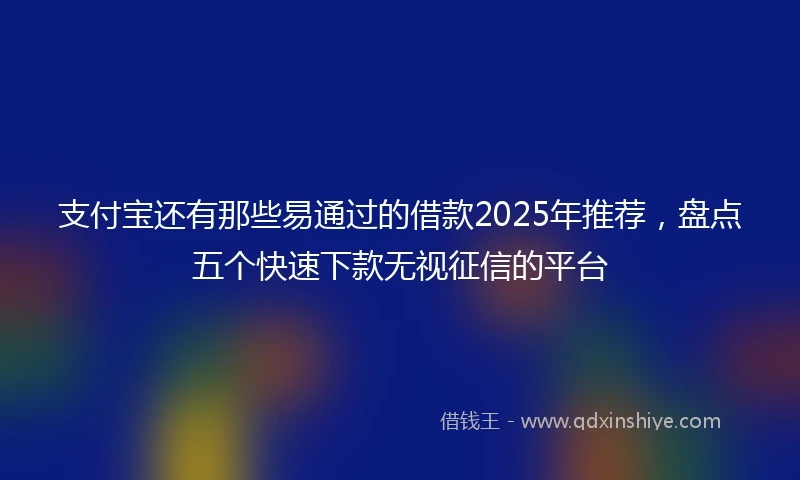 支付宝还有那些易通过的借款2025年推荐，盘点五个快速下款无视征信的平台