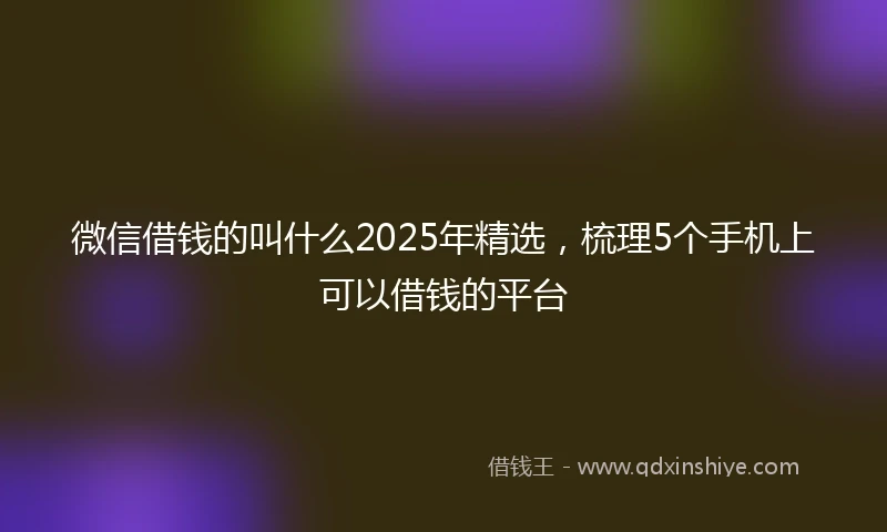 微信借钱的叫什么2025年精选,梳理5个手机上可以借钱的平台