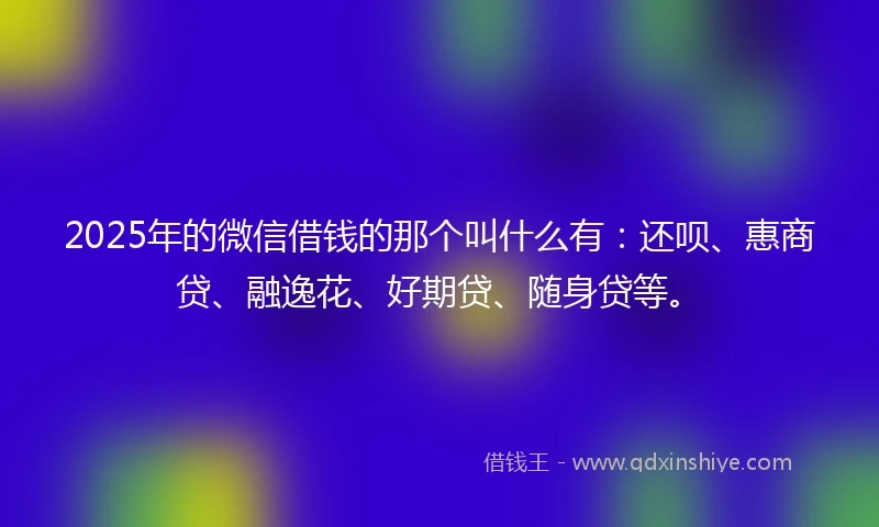 2025年的微信借钱的那个叫什么有：还呗、惠商贷、融逸花、好期贷、随身贷等。