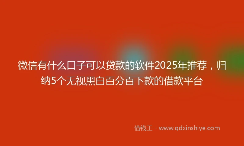 微信有什么口子可以贷款的软件2025年推荐，归纳5个无视黑白百分百下款的借款平台