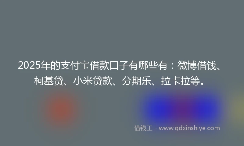 2025年的支付宝借款口子有哪些有：微博借钱、柯基贷、小米贷款、分期乐、拉卡拉等。
