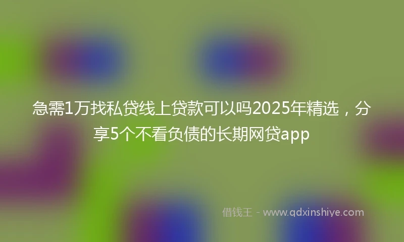 急需1万找私贷线上贷款可以吗2025年精选，分享5个不看负债的长期网贷app