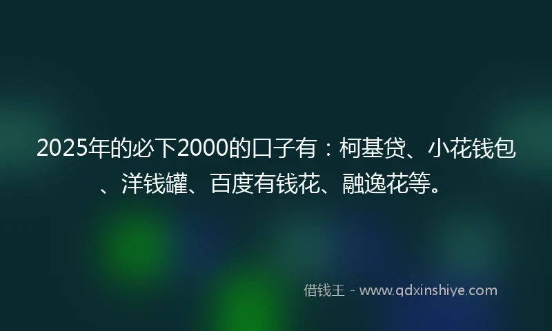 2025年的必下2000的口子有：柯基贷、小花钱包、洋钱罐、百度有钱花、融逸花等。