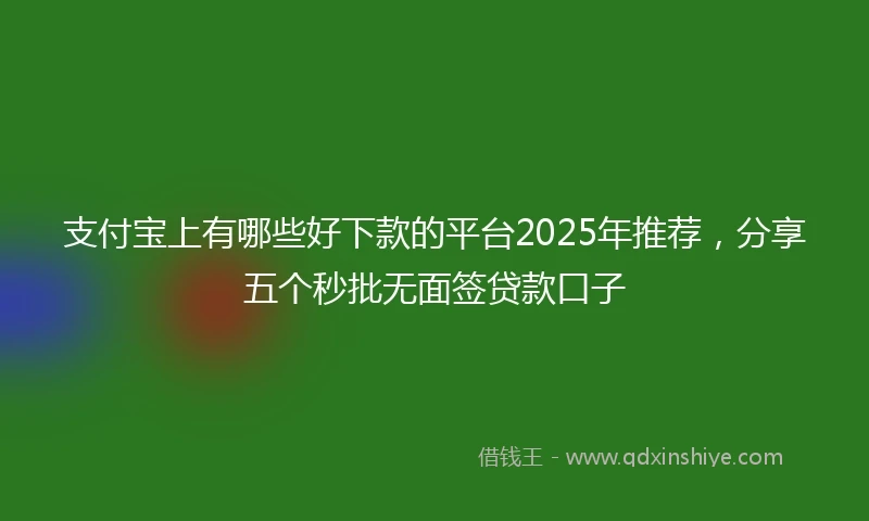 支付宝上有哪些好下款的平台2025年推荐，分享五个秒批无面签贷款口子