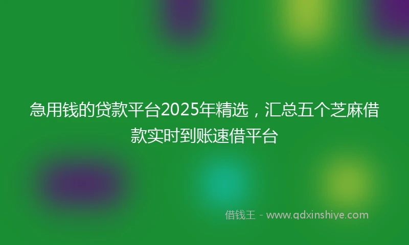 急用钱的贷款平台2025年精选，汇总五个芝麻借款实时到账速借平台