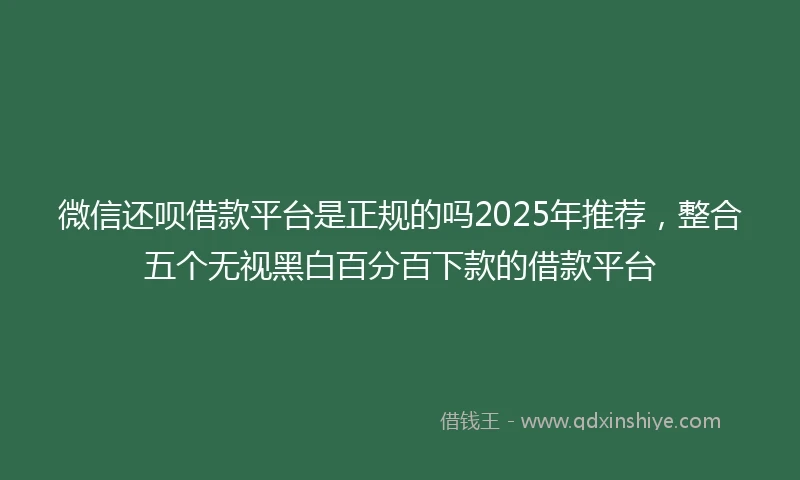 微信还呗借款平台是正规的吗2025年推荐，整合五个无视黑白百分百下款的借款平台