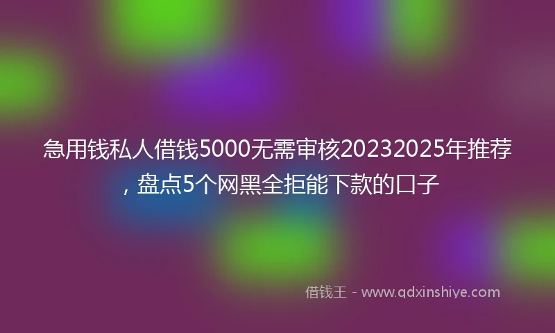 急用钱私人借钱5000无需审核20232025年推荐，盘点5个网黑全拒能下款的口子