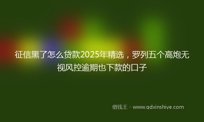 征信黑了怎么贷款2025年精选，罗列五个高炮无视风控逾期也下款的口子
