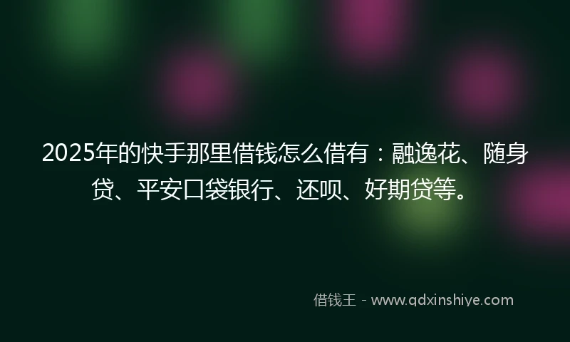 2025年的快手那里借钱怎么借有：融逸花、随身贷、平安口袋银行、还呗、好期贷等。