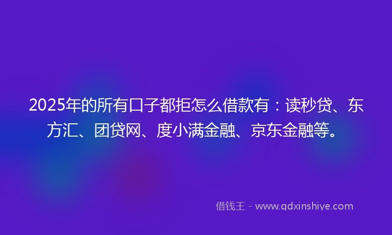 2025年的所有口子都拒怎么借款有：读秒贷、东方汇、团贷网、度小满金融、京东金融等。