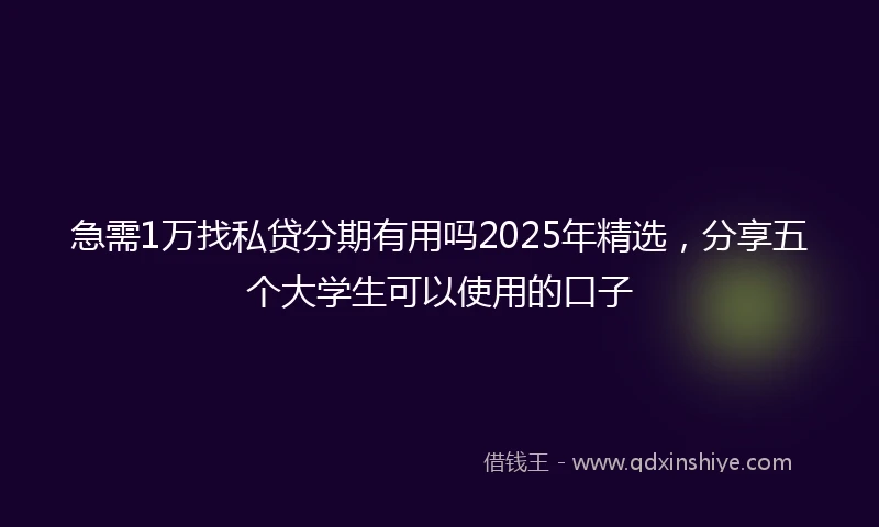 急需1万找私贷分期有用吗2025年精选，分享五个大学生可以使用的口子