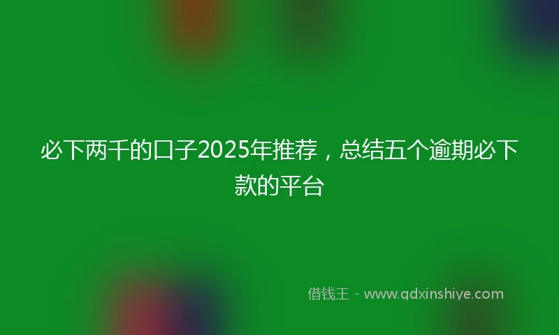 必下两千的口子2025年推荐，总结五个逾期必下款的平台