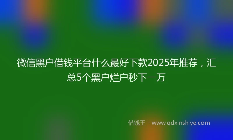 微信黑户借钱平台什么最好下款2025年推荐，汇总5个黑户烂户秒下一万