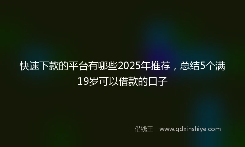 快速下款的平台有哪些2025年推荐，总结5个满19岁可以借款的口子