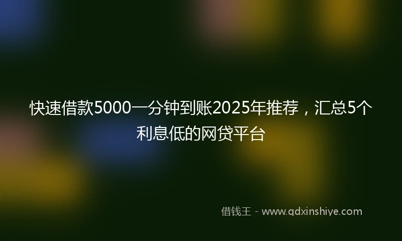 快速借款5000一分钟到账2025年推荐，汇总5个利息低的网贷平台