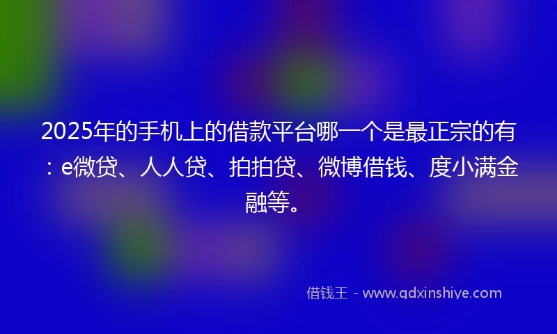 2025年的手机上的借款平台哪一个是最正宗的有：e微贷、人人贷、拍拍贷、微博借钱、度小满金融等。