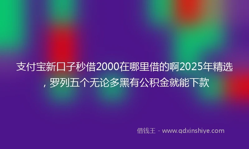 支付宝新口子秒借2000在哪里借的啊2025年精选，罗列五个无论多黑有公积金就能下款