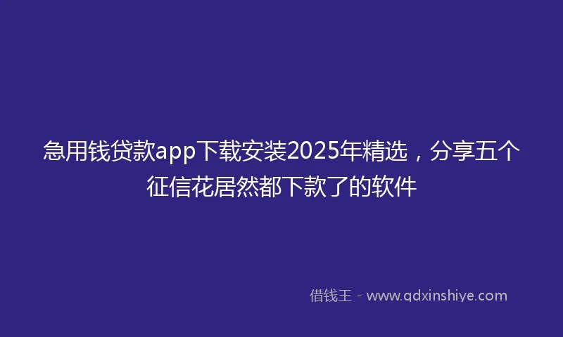 急用钱贷款app下载安装2025年精选，分享五个征信花居然都下款了的软件