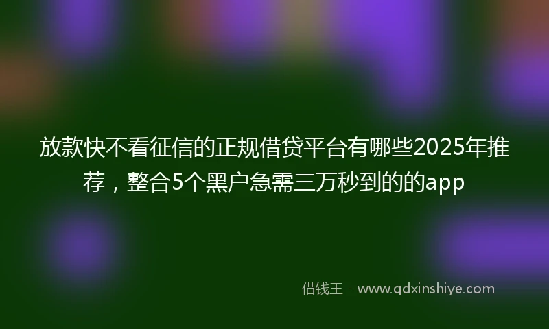 放款快不看征信的正规借贷平台有哪些2025年推荐，整合5个黑户急需三万秒到的的app