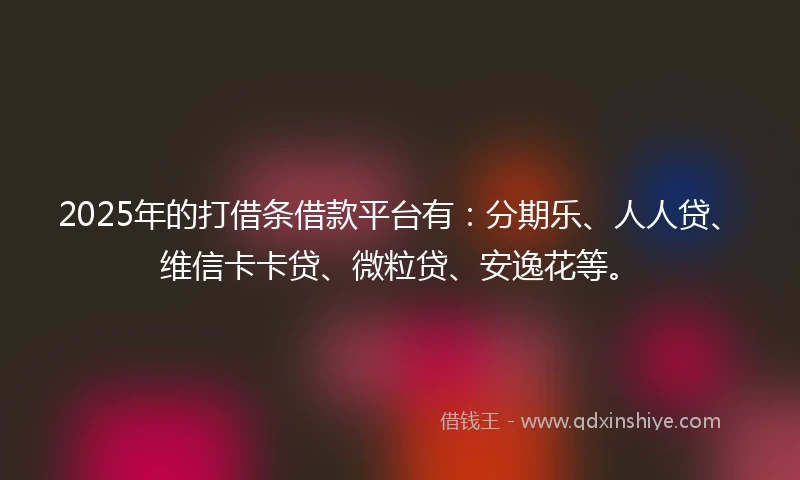 2025年的打借条借款平台有：分期乐、人人贷、维信卡卡贷、微粒贷、安逸花等。