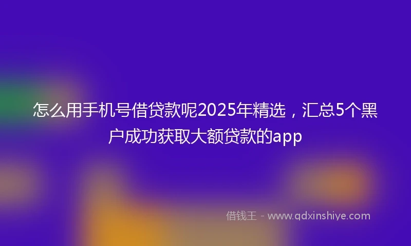 怎么用手机号借贷款呢2025年精选，汇总5个黑户成功获取大额贷款的app