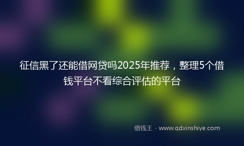 征信黑了还能借网贷吗2025年推荐，整理5个借钱平台不看综合评估的平台