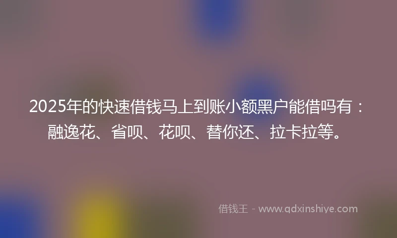 2025年的快速借钱马上到账小额黑户能借吗有：融逸花、省呗、花呗、替你还、拉卡拉等。