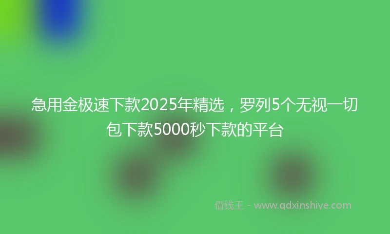 急用金极速下款2025年精选，罗列5个无视一切包下款5000秒下款的平台
