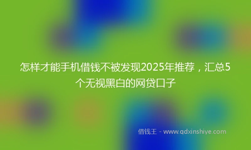 怎样才能手机借钱不被发现2025年推荐，汇总5个无视黑白的网贷口子