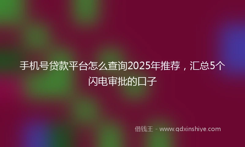 手机号贷款平台怎么查询2025年推荐，汇总5个闪电审批的口子
