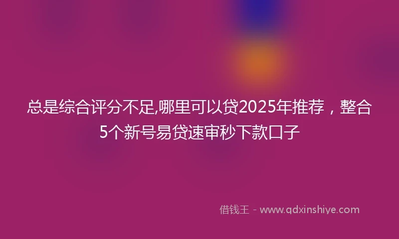 总是综合评分不足,哪里可以贷2025年推荐，整合5个新号易贷速审秒下款口子