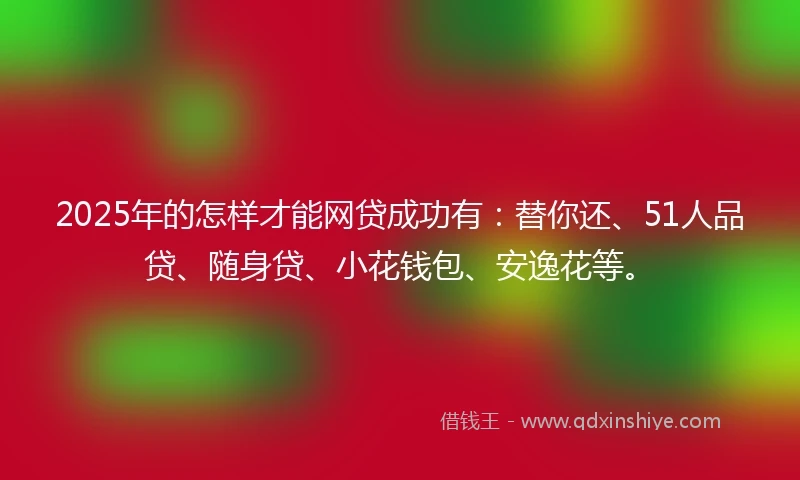 2025年的怎样才能网贷成功有：替你还、51人品贷、随身贷、小花钱包、安逸花等。
