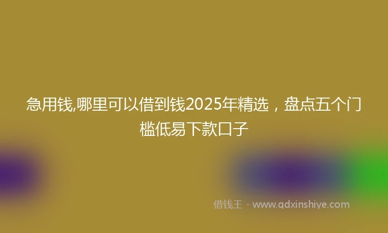 急用钱,哪里可以借到钱2025年精选，盘点五个门槛低易下款口子