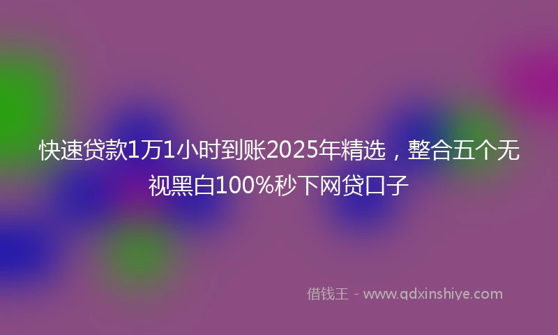 快速贷款1万1小时到账2025年精选，整合五个无视黑白100%秒下网贷口子
