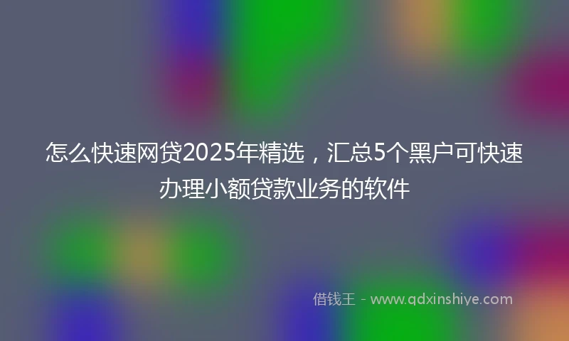 怎么快速网贷2025年精选，汇总5个黑户可快速办理小额贷款业务的软件