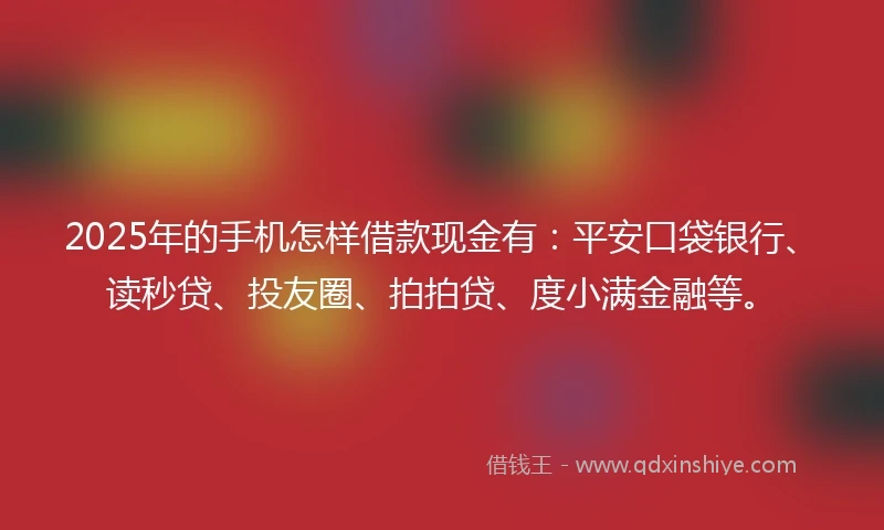 2025年的手机怎样借款现金有：平安口袋银行、读秒贷、投友圈、拍拍贷、度小满金融等。