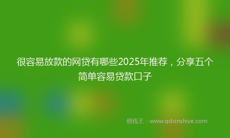很容易放款的网贷有哪些2025年推荐，分享五个简单容易贷款口子