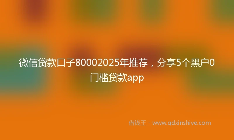 微信贷款口子80002025年推荐，分享5个黑户0门槛贷款app