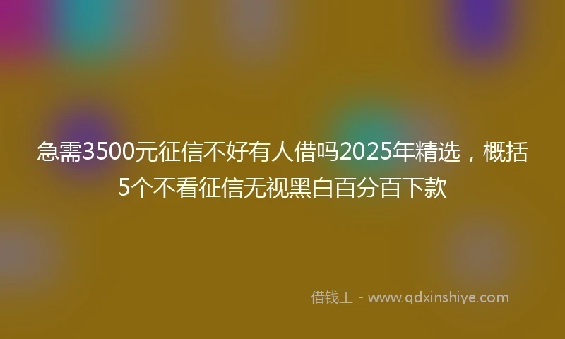 急需3500元征信不好有人借吗2025年精选，概括5个不看征信无视黑白百分百下款