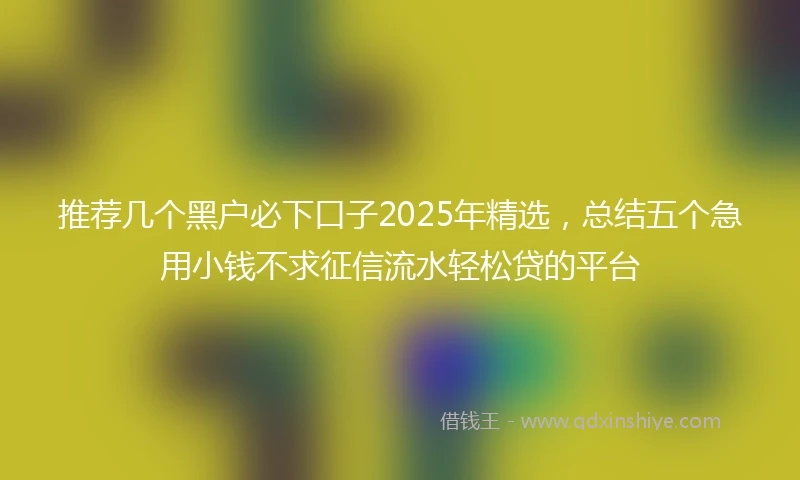 推荐几个黑户必下口子2025年精选，总结五个急用小钱不求征信流水轻松贷的平台