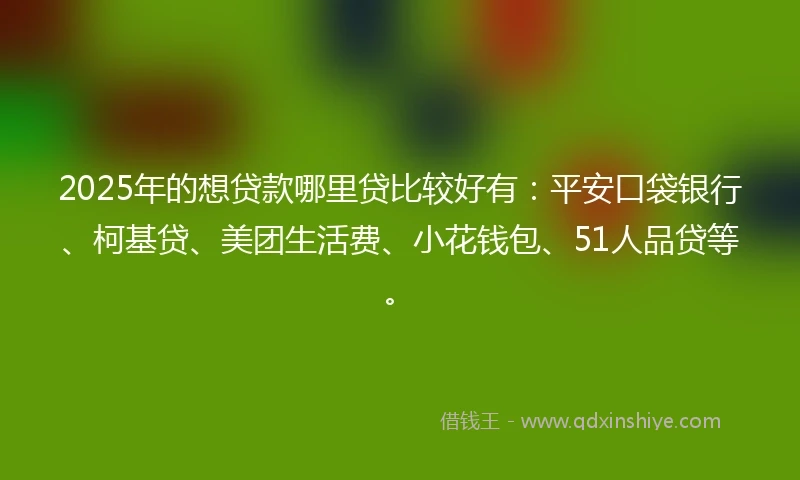 2025年的想贷款哪里贷比较好有：平安口袋银行、柯基贷、美团生活费、小花钱包、51人品贷等。