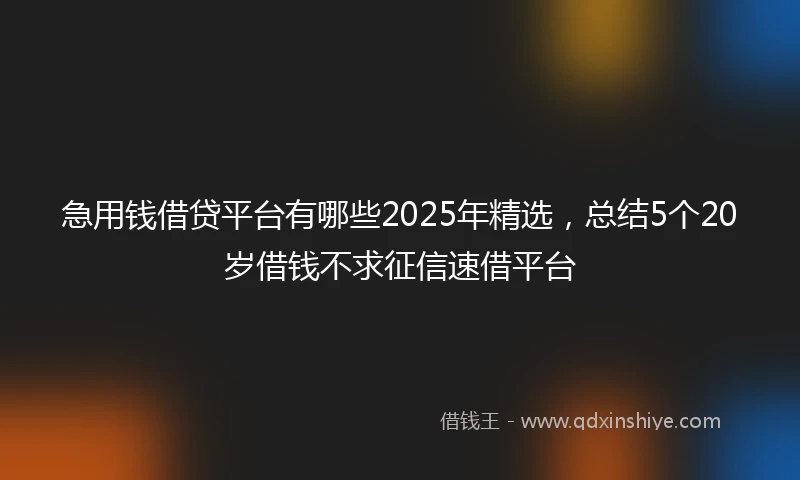 急用钱借贷平台有哪些2025年精选，总结5个20岁借钱不求征信速借平台