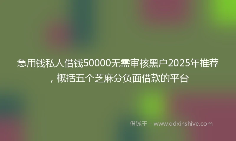 急用钱私人借钱50000无需审核黑户2025年推荐,概括五个芝麻分负面借款的平台