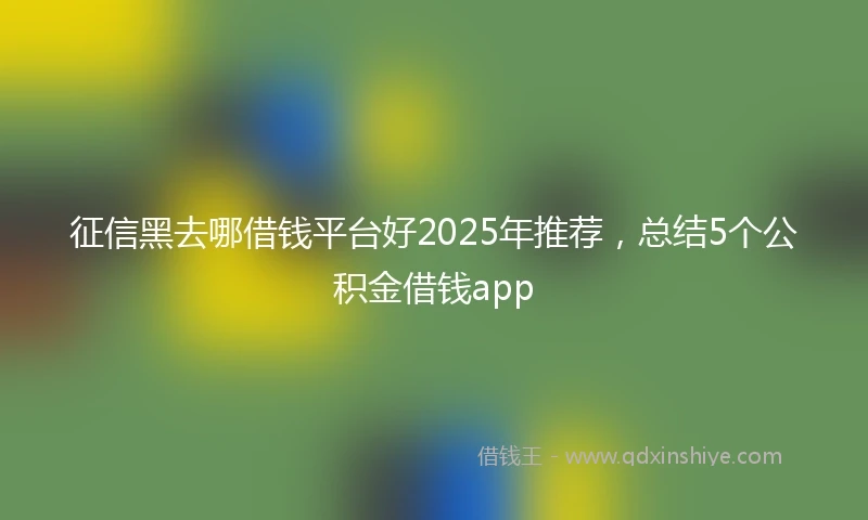 征信黑去哪借钱平台好2025年推荐，总结5个公积金借钱app