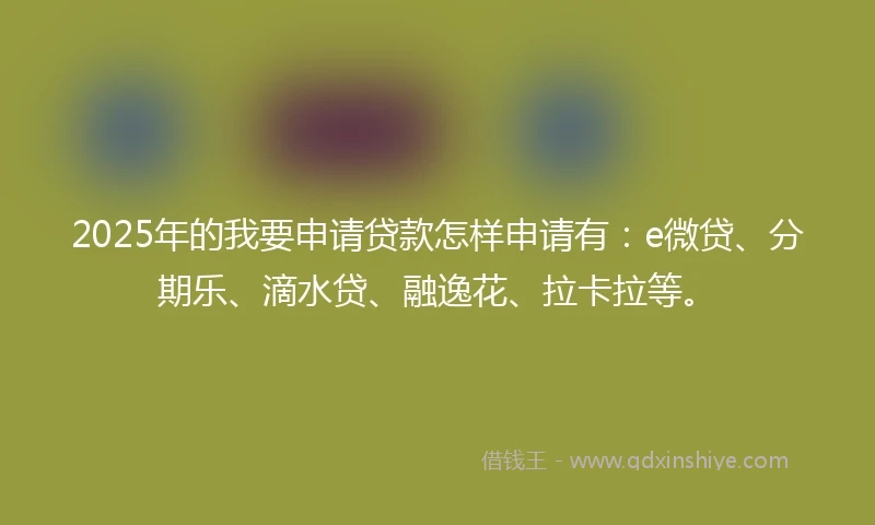 2025年的我要申请贷款怎样申请有：e微贷、分期乐、滴水贷、融逸花、拉卡拉等。