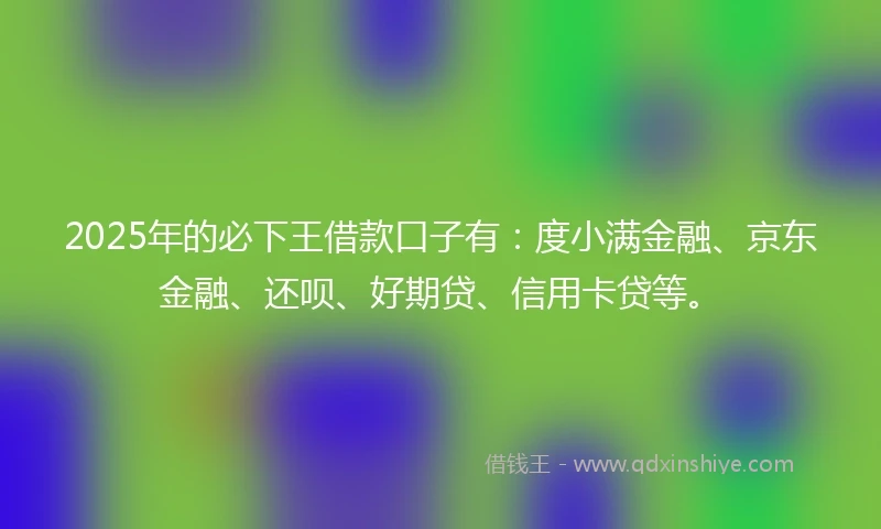 2025年的必下王借款口子有：度小满金融、京东金融、还呗、好期贷、信用卡贷等。