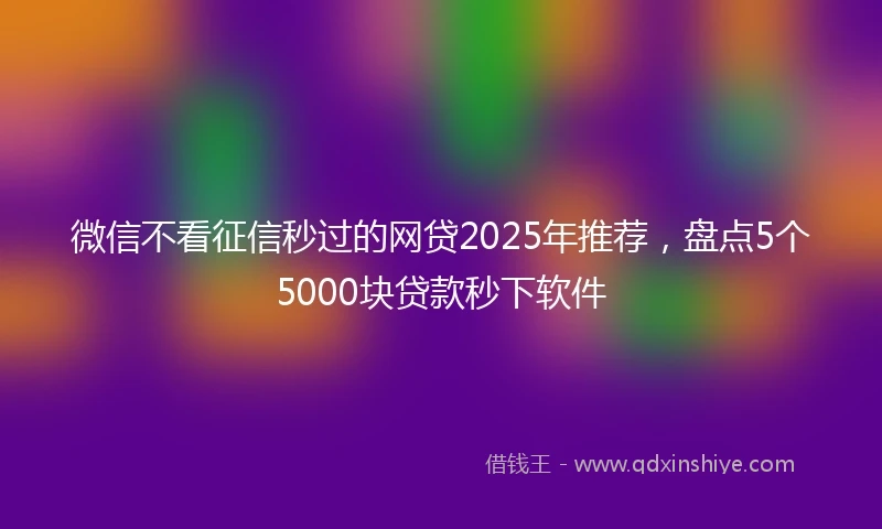 微信不看征信秒过的网贷2025年推荐,盘点5个5000块贷款秒下软件
