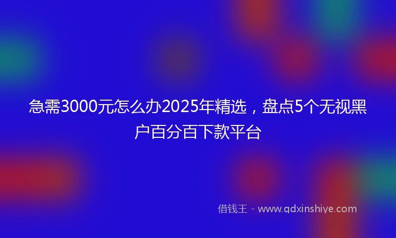 急需3000元怎么办2025年精选，盘点5个无视黑户百分百下款平台