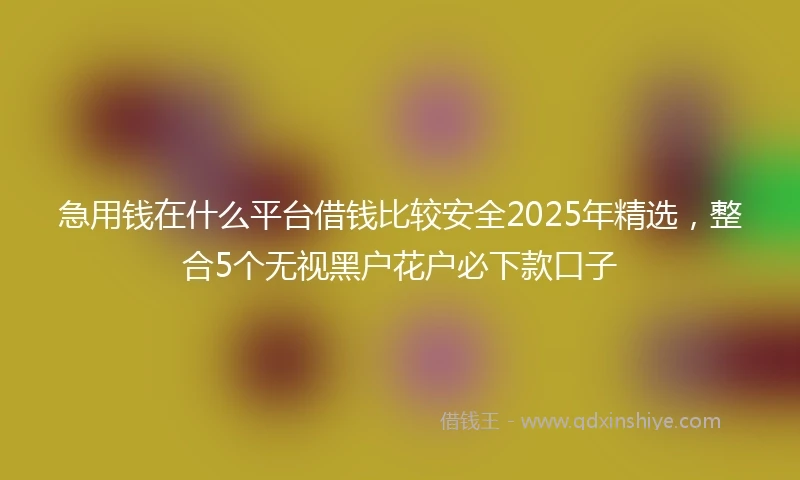 急用钱在什么平台借钱比较安全2025年精选，整合5个无视黑户花户必下款口子